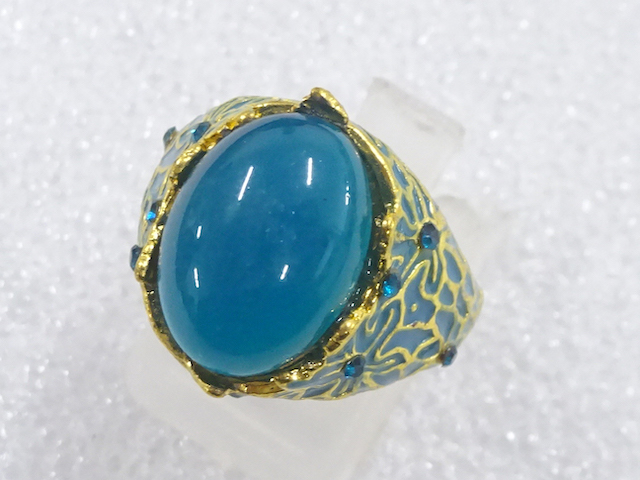 JAPANESE KIMONO / ANTIQUE COLORED STONE RING (SIZE 13)